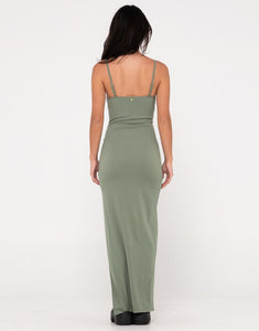 Vicky Fixed Back Slip Maxi Dress - Army Green