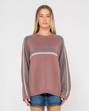 Load image into Gallery viewer, White Lines Two L/S Crew Neck - Elderberry
