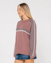 Load image into Gallery viewer, White Lines Two L/S Crew Neck - Elderberry
