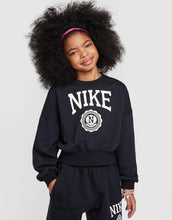 Load image into Gallery viewer, Girls French Terry Boxy Crew - Black Black XS
