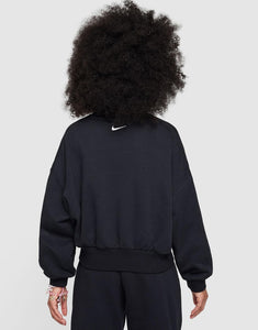 Girls French Terry Boxy Crew - Black Black XS