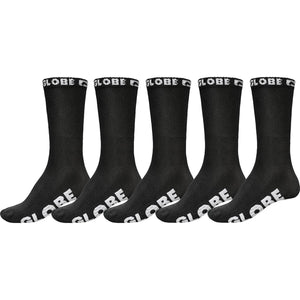 Globe Blackout Sock 5pk 7-11 - Black