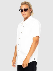 Overtone Short Sleeve Linen Shirt  - Whisper White