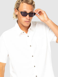 Overtone Short Sleeve Linen Shirt  - Whisper White