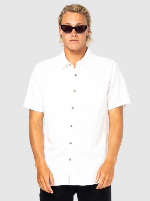 Overtone Short Sleeve Linen Shirt  - Whisper White