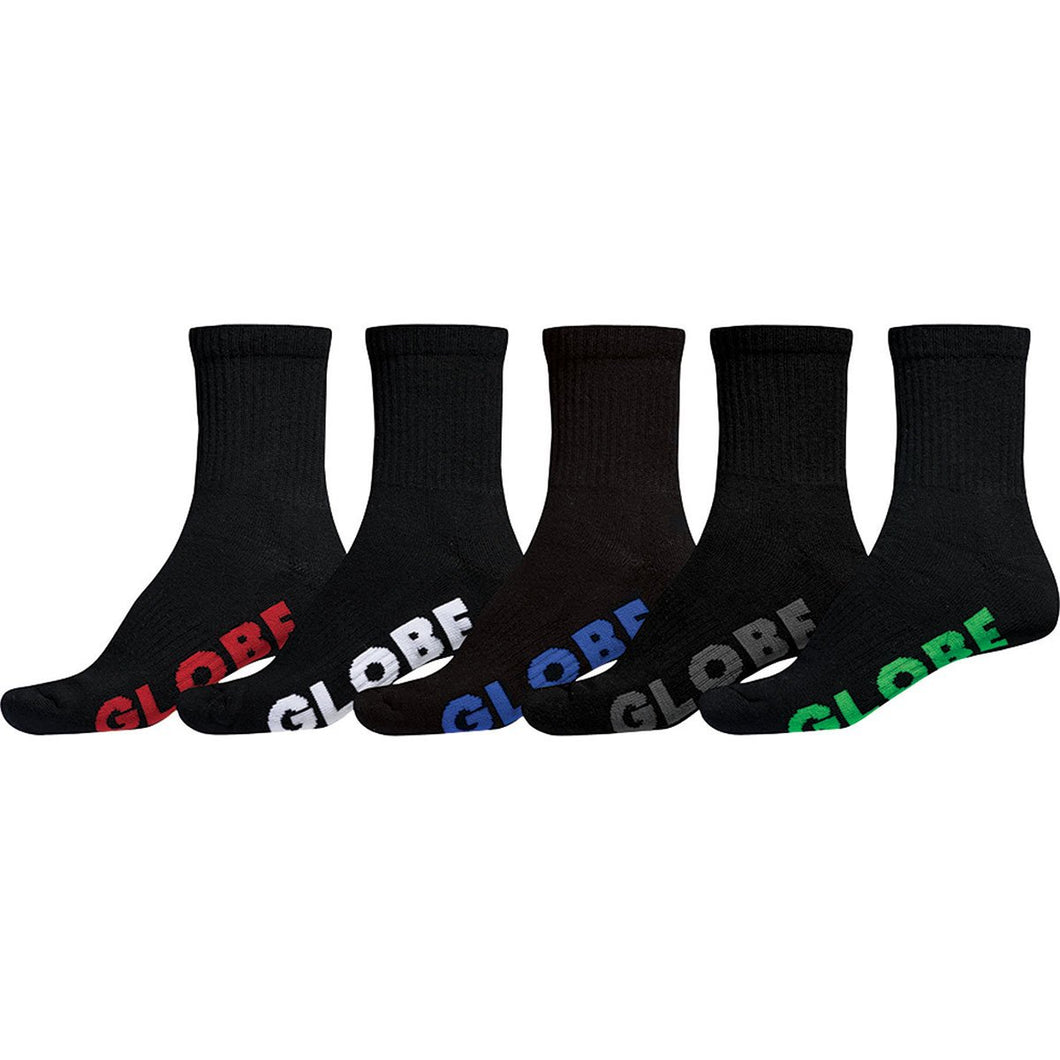 Large Stealth Crew Sock 5pk 12-15 - Black